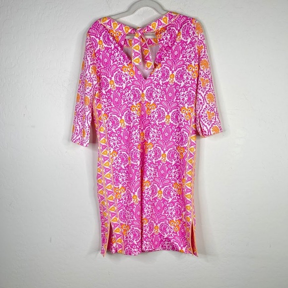 Gretchen Scott Floral Print‎ Dress Pink Artsy Coastal Resortwear Preppy Small - Picture 7 of 12